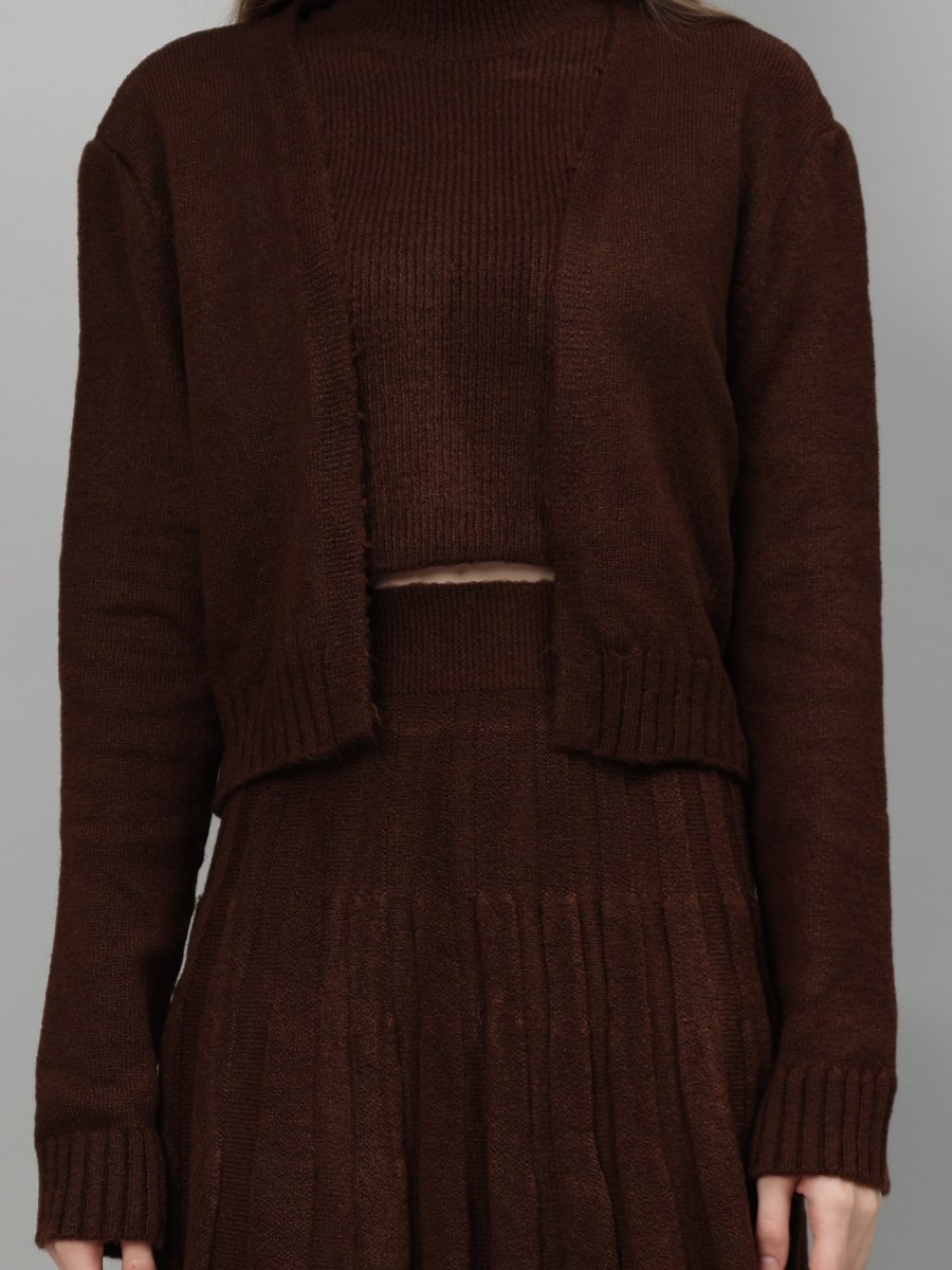 Gaiia Rustic Knit Skirt With Cardigan - GAIIA